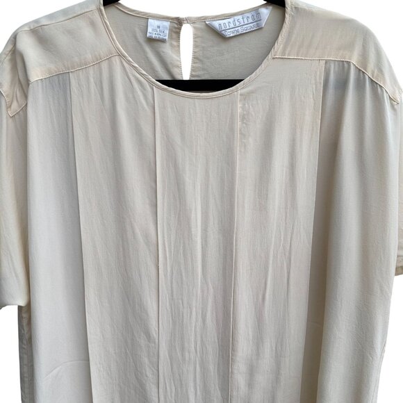 Nordstrom Town Square Vintage Silk Ivory Womens Blouse Short Sleeve Blouse 18 - Picture 3 of 10